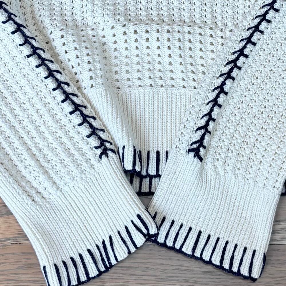 NWT Francesca’s Audrey Parks Crochet Stitch Sweater Collared Pullover Women XS - Picture 3 of 7